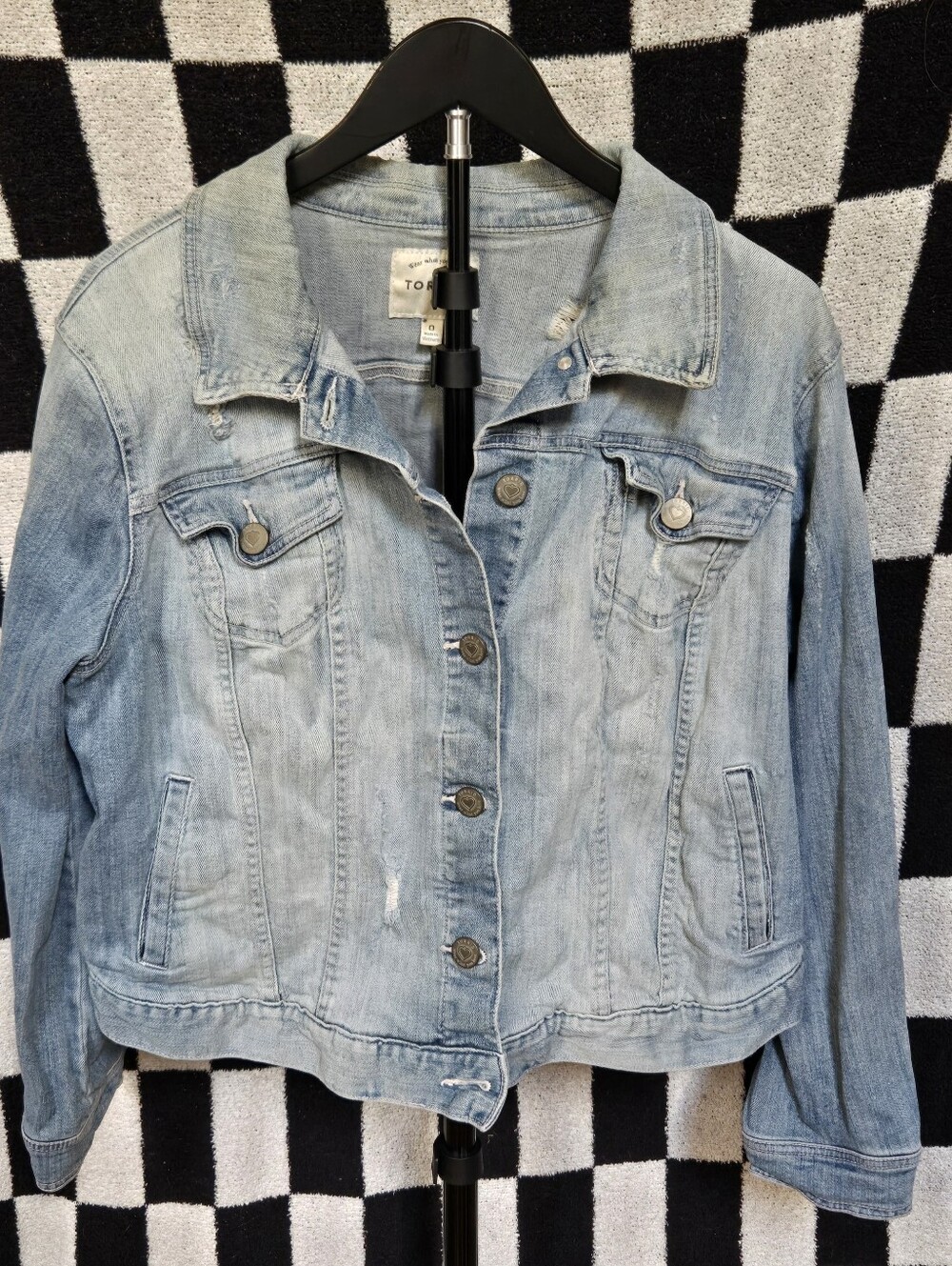 Women's Torrid distressed light blue denim jacket size 0